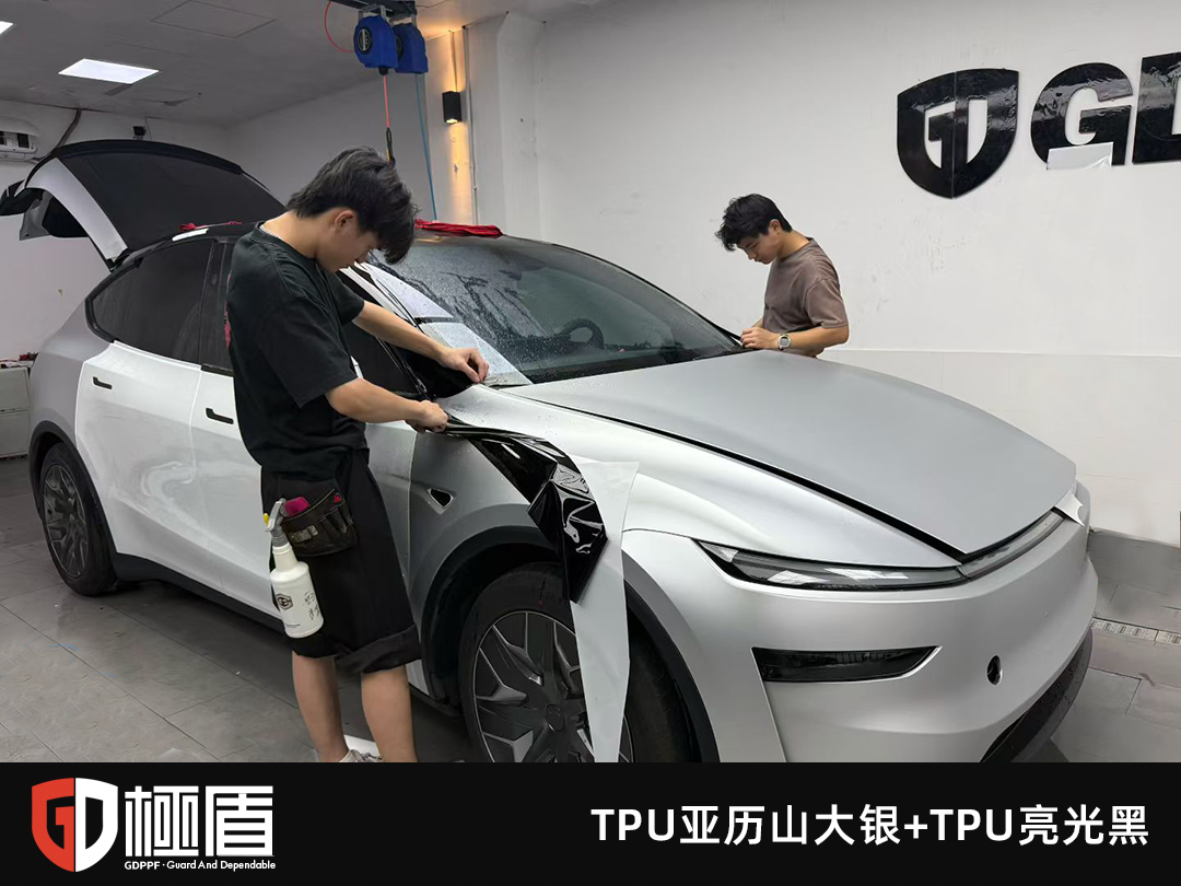 特斯拉装贴极盾TPU亚历山大银改色膜